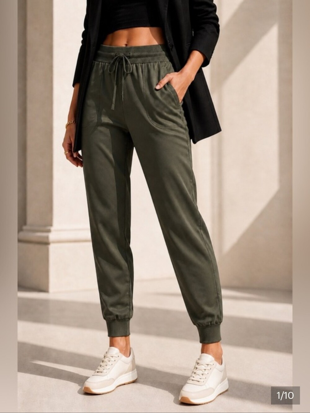 Rachel Zoe Olive Green Drawstring Jogger Pants